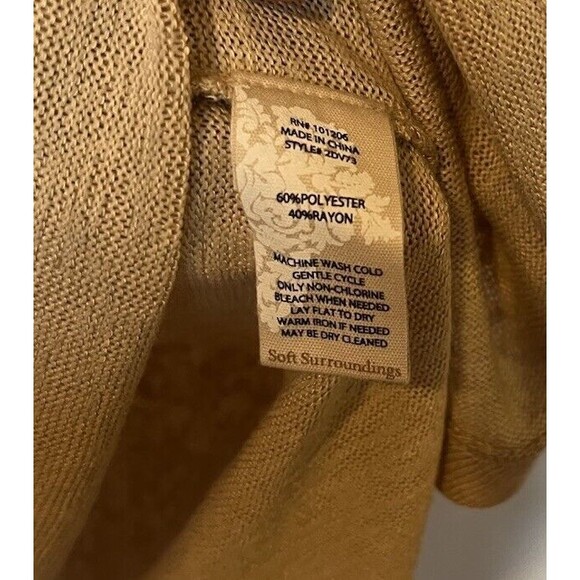 Soft Surroundings Camel Color Valencia Cold Shoulder Sweater Size Medium - Picture 7 of 9